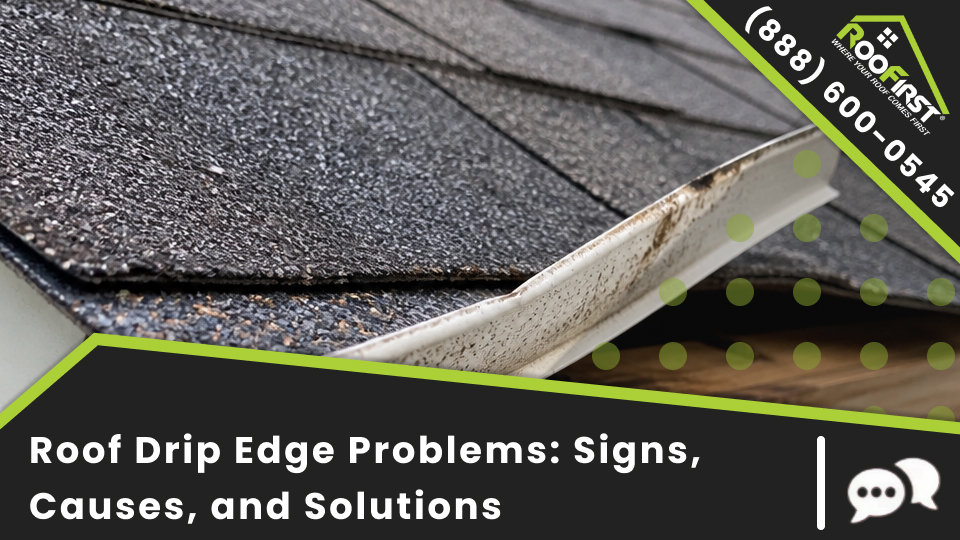 Missing roof drip edge before drip edge installation and drip edge repair